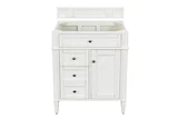 Brittany 30" Single Vanity, Bright White, w/ 3 CM Eternal Jasmine Pearl Silestone Top