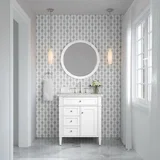 Brittany 30" Single Vanity, Bright White, w/ 3 CM Eternal Jasmine Pearl Silestone Top