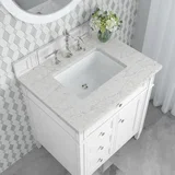 Brittany 30" Single Vanity, Bright White, w/ 3 CM Eternal Jasmine Pearl Silestone Top