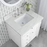 Brittany 30" Single Vanity, Bright White, w/ 3 CM Ethereal Noctis Silestone Top