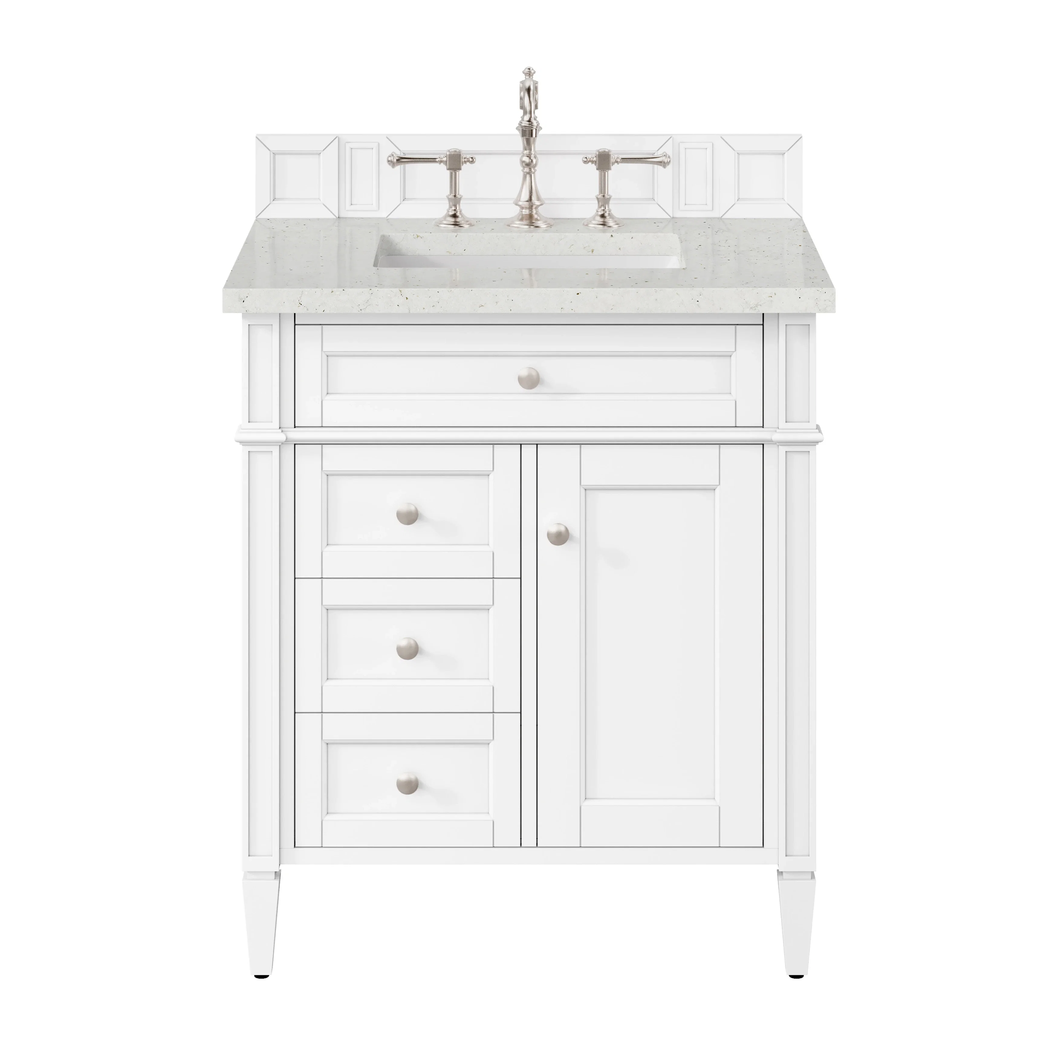 Brittany 30" Single Vanity, Bright White, w/ 3 CM Lime Delight Silestone Top