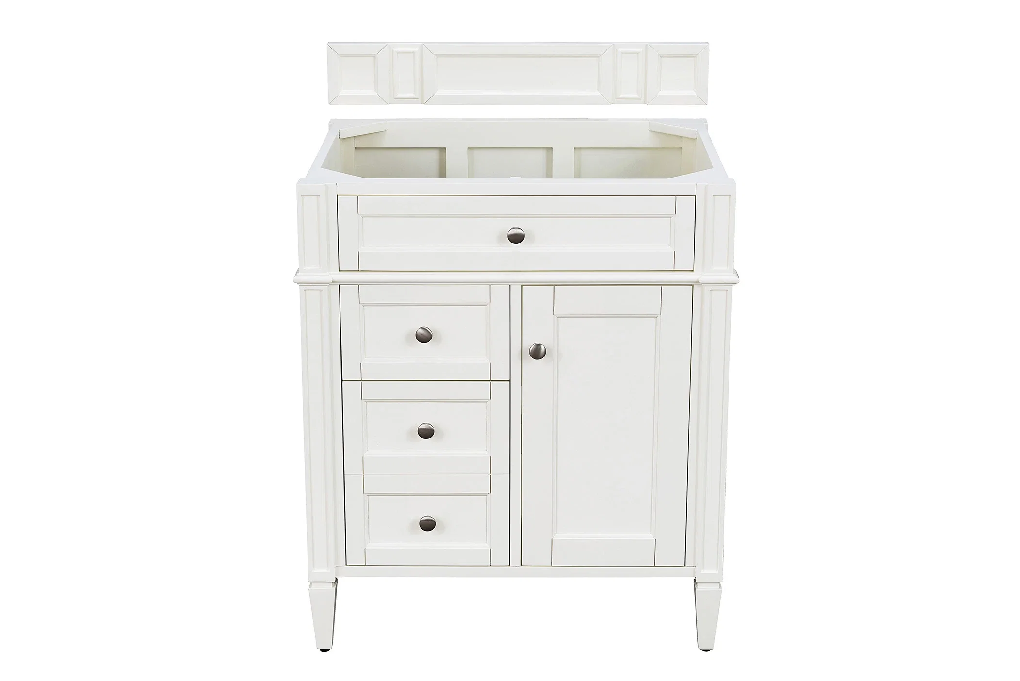 Brittany 30" Single Vanity, Bright White, w/ 3 CM Parisien Bleu Silestone Top
