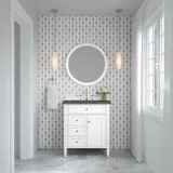 Brittany 30" Single Vanity, Bright White, w/ 3 CM Parisien Bleu Silestone Top