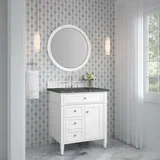 Brittany 30" Single Vanity, Bright White, w/ 3 CM Parisien Bleu Silestone Top