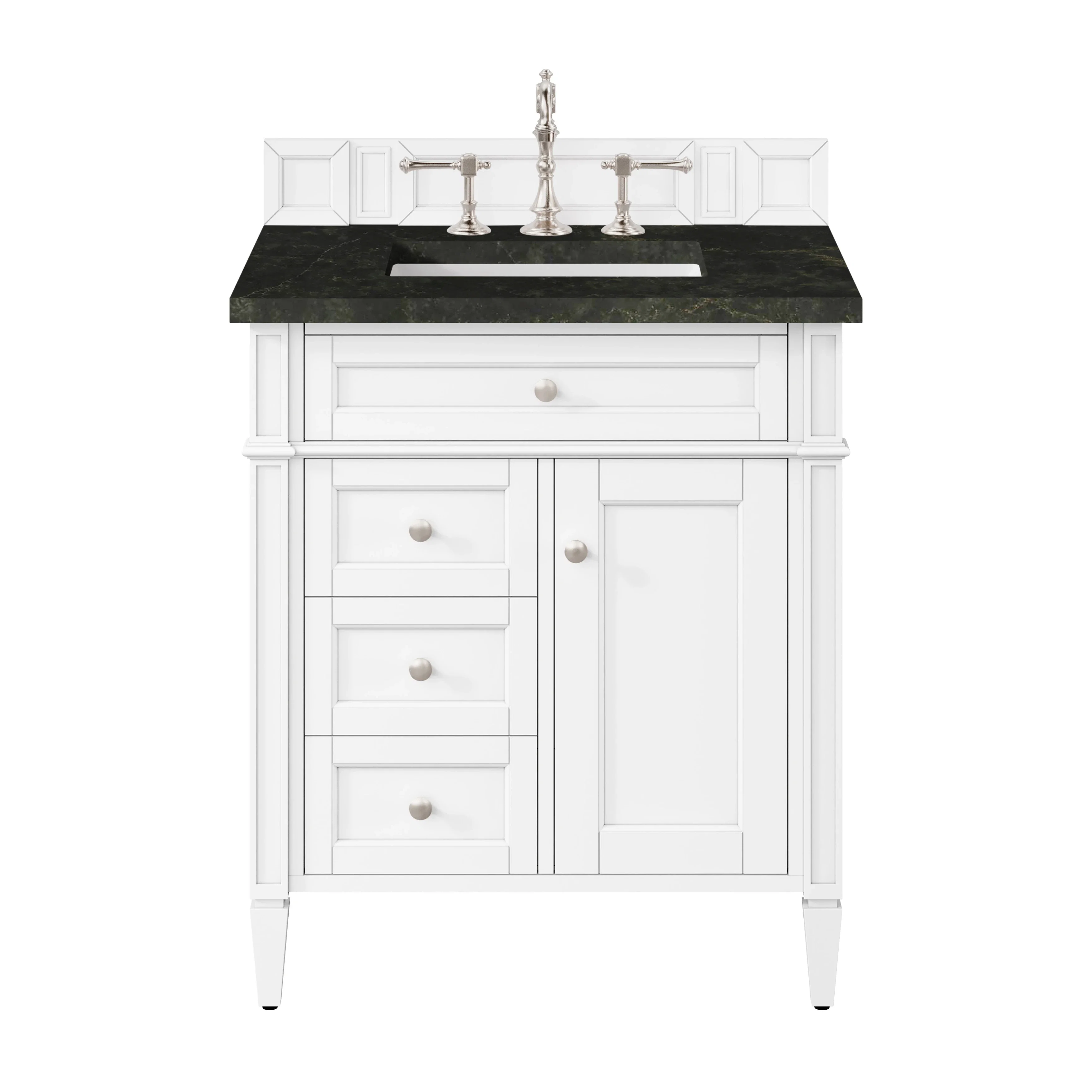 Brittany 30" Single Vanity in Bright White, w/ 3 CM Phantome Eclos Top