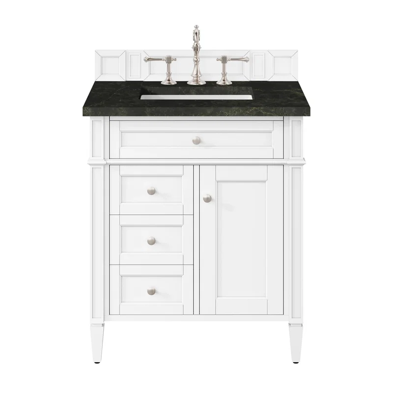 Brittany 30" Single Vanity in Bright White, w/ 3 CM Phantome Eclos Top