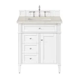 Brittany 30" Single Vanity in Bright White, w/ 3 CM Siberian Silestone Top