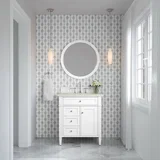 Brittany 30" Single Vanity in Bright White, w/ 3 CM Siberian Silestone Top