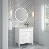 Brittany 30" Single Vanity in Bright White, w/ 3 CM Siberian Silestone Top