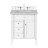 Brittany 30" Single Vanity, Bright White, w/ 3 CM Victorian Silver Silestone Top
