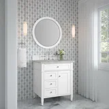 Brittany 30" Single Vanity, Bright White, w/ 3 CM Victorian Silver Silestone Top