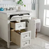 Brittany 30" Single Vanity, Bright White, w/ 3 CM Victorian Silver Silestone Top