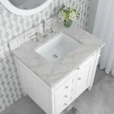 Brittany 30" Single Vanity, Bright White, w/ 3 CM Victorian Silver Silestone Top