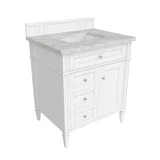 Brittany 30" Single Vanity, Bright White, w/ 3 CM Victorian Silver Silestone Top