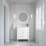 Brittany 30" Single Vanity, Bright White, w/ 3 CM White Zeus Silestone Top