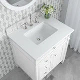 Brittany 30" Single Vanity, Bright White, w/ 3 CM White Zeus Silestone Top