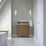 Brittany 30" Single Vanity, Pecan w/ 3 CM Carrara Marble Top