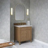 Brittany 30" Single Vanity, Pecan w/ 3 CM Carrara Marble Top