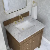Brittany 30" Single Vanity, Pecan w/ 3 CM Carrara Marble Top