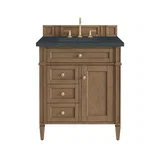 Brittany 30" Single Vanity, Pecan w/ 3 CM Charcoal Soapstone Silestone Top