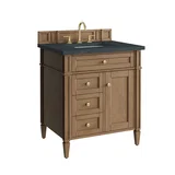 Brittany 30" Single Vanity, Pecan w/ 3 CM Charcoal Soapstone Silestone Top