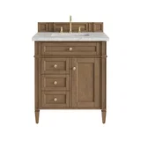 Brittany 30" Single Vanity, Pecan w/ 3 CM Eternal Jasmine Pearl Silestone Top