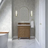 Brittany 30" Single Vanity, Pecan w/ 3 CM Eternal Jasmine Pearl Silestone Top