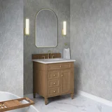 Brittany 30" Single Vanity, Pecan w/ 3 CM Eternal Jasmine Pearl Silestone Top