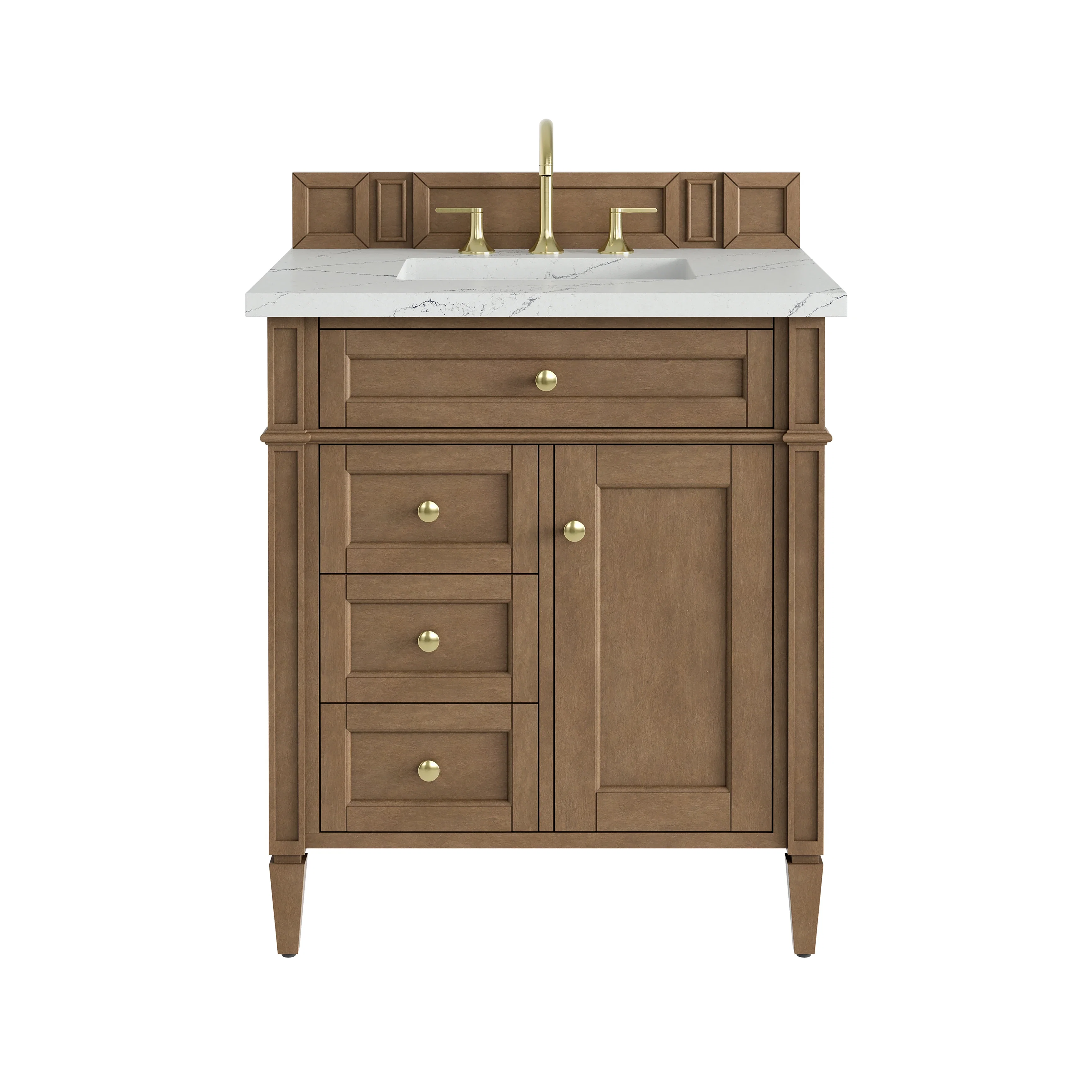 Brittany 30" Single Vanity, Pecan w/ 3 CM Ethereal Noctis Silestone Top