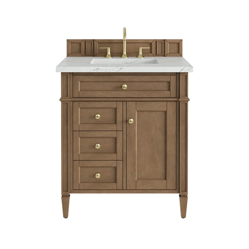 Brittany 30" Single Vanity, Pecan w/ 3 CM Ethereal Noctis Silestone Top