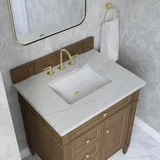 Brittany 30" Single Vanity, Pecan w/ 3 CM Ethereal Noctis Silestone Top