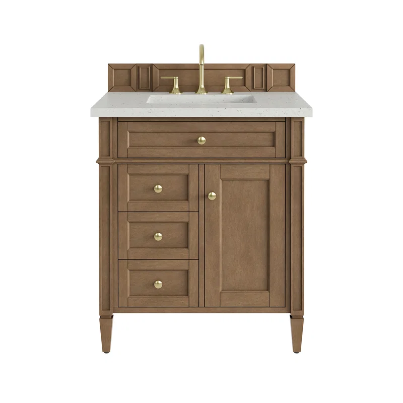 Brittany 30" Single Vanity, Pecan w/ 3 CM Lime Delight Silestone Top