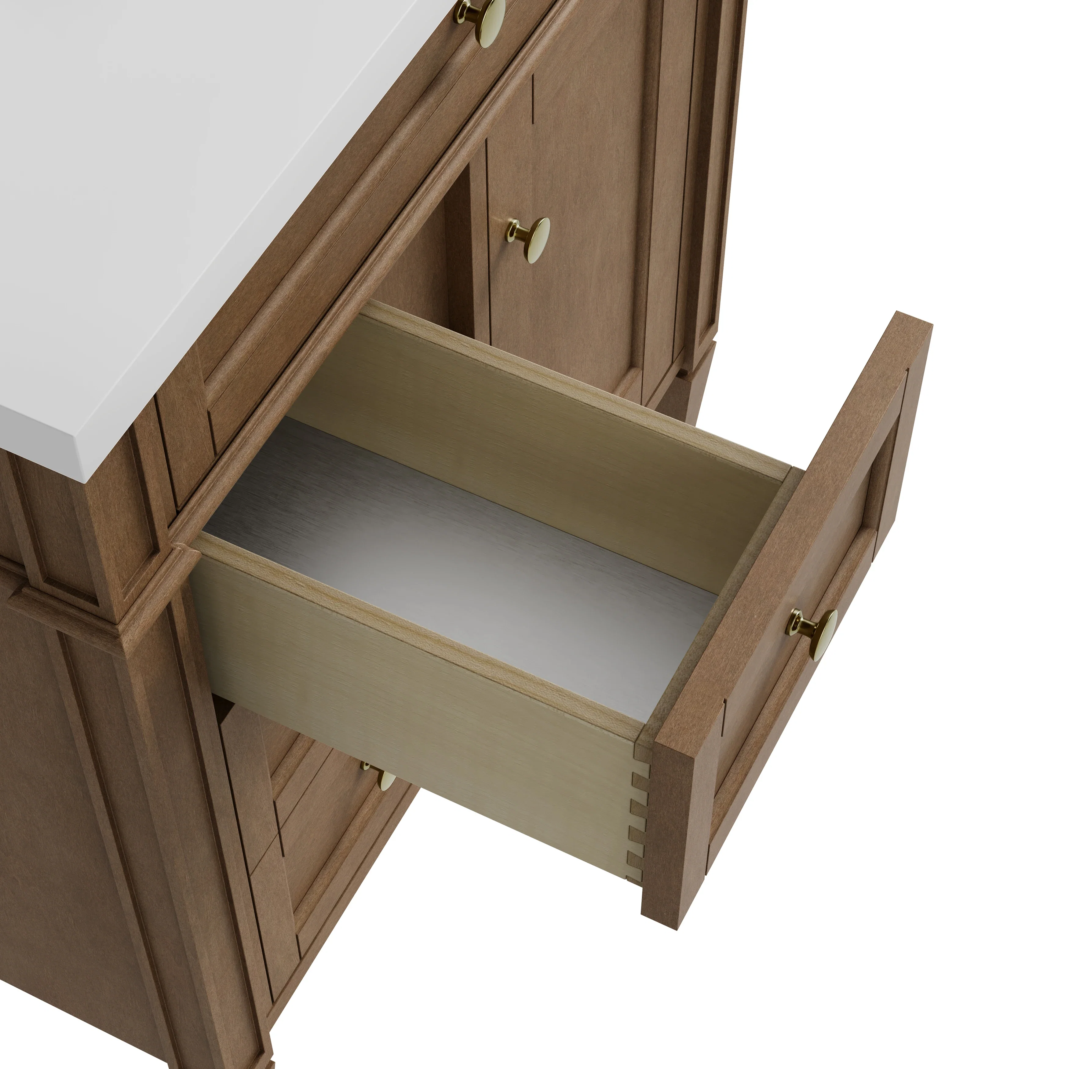 Brittany 30" Single Vanity, Pecan w/ 3 CM Lime Delight Silestone Top