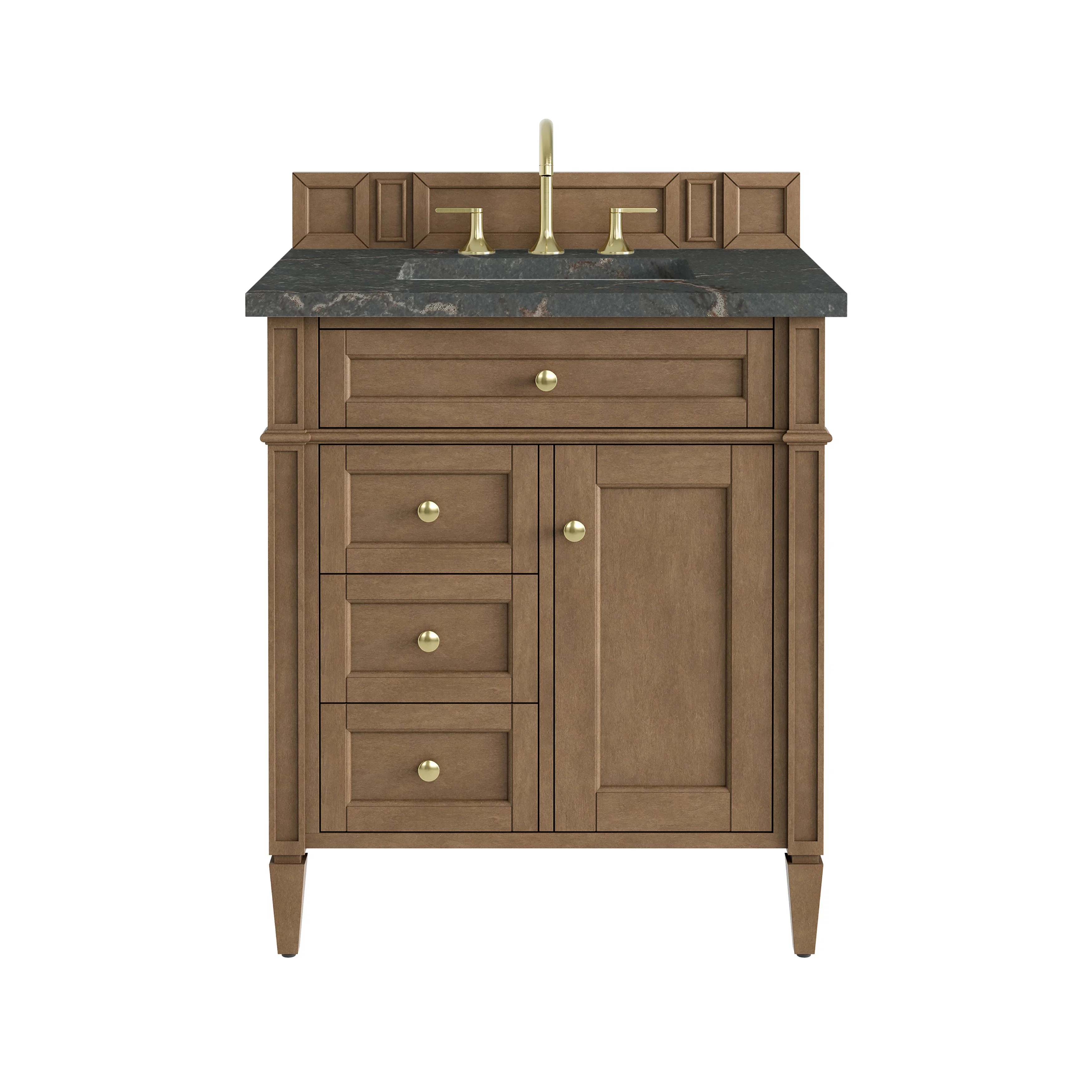 Brittany 30" Single Vanity, Pecan w/ 3 CM Parisien Bleu Silestone Top