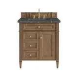 Brittany 30" Single Vanity, Pecan w/ 3 CM Parisien Bleu Silestone Top