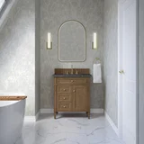 Brittany 30" Single Vanity, Pecan w/ 3 CM Parisien Bleu Silestone Top