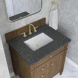 Brittany 30" Single Vanity, Pecan w/ 3 CM Parisien Bleu Silestone Top