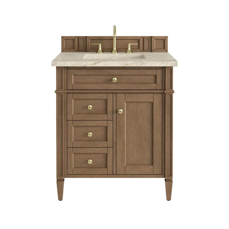 Brittany 30" Single Vanity, Pecan w/ 3 CM Tajnar Eclos Top