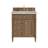 Brittany 30" Single Vanity, Pecan w/ 3 CM Victorian Silver Silestone Top