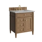 Brittany 30" Single Vanity, Pecan w/ 3 CM Victorian Silver Silestone Top