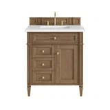 Brittany 30" Single Vanity, Pecan w/ 3 CM White Zeus Silestone Top