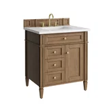 Brittany 30" Single Vanity, Pecan w/ 3 CM White Zeus Silestone Top