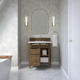 Brittany 30" Single Vanity, Pecan w/ 3 CM White Zeus Silestone Top