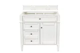 Brittany 36" Single Vanity, Bright White w/ Single Hole 3 CM White Zeus Silestone Top & Backsplash