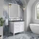 Brittany 36" Single Vanity, Bright White w/ 3 CM Charcoal Soapstone Silestone Top