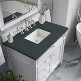 Brittany 36" Single Vanity, Bright White w/ 3 CM Charcoal Soapstone Silestone Top