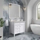 Brittany 36" Single Vanity, Bright White w/ 3 CM Eternal Jasmine Pearl Silestone Top