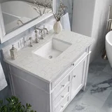 Brittany 36" Single Vanity, Bright White w/ 3 CM Eternal Jasmine Pearl Silestone Top
