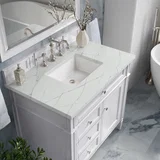 Brittany 36" Single Vanity, Bright White w/ 3 CM Ethereal Noctis Silestone Top