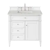 Brittany 36" Single Vanity, Bright White w/ 3 CM Lime Delight Silestone Top